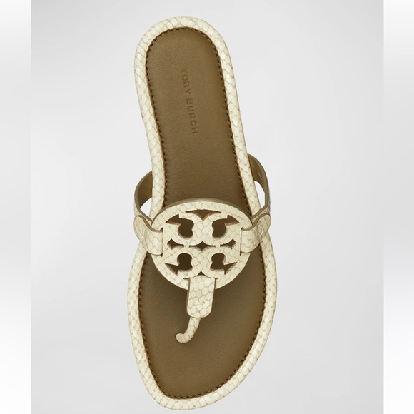 Tory Burch Miller Leather Logo Thong Sandals - Picture 8 of 8